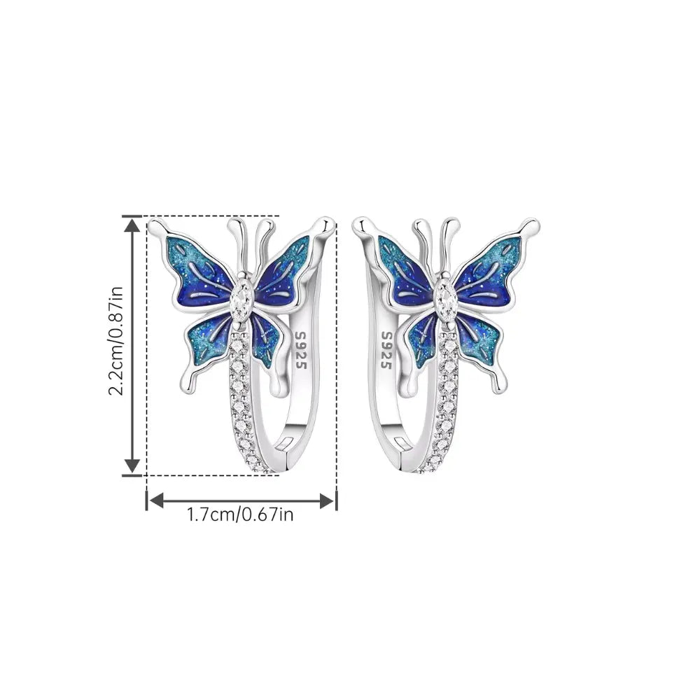 Kolczyki srebrne – motyle z fioletowym blaskiem
