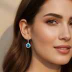 Kolczyki srebrne – pleciony uchwyt i niebieski kamień