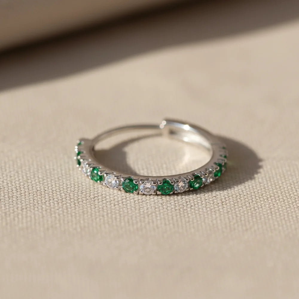 Kolczyki koła srebrne – zielono-biały gradient z cyrkoniami