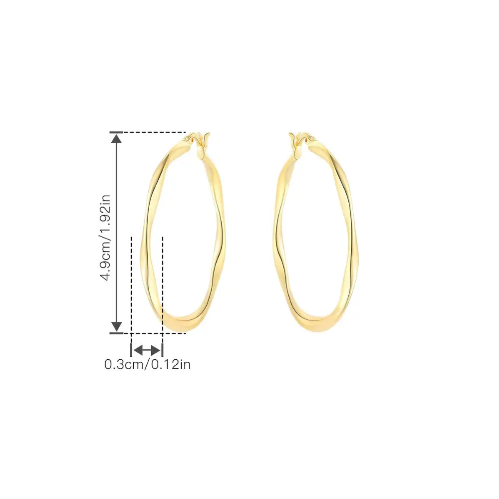 Kolczyki koła pozłacane – skręcone owalne koła ze srebra