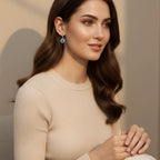 Kolczyki srebrne – pleciony uchwyt i niebieski kamień