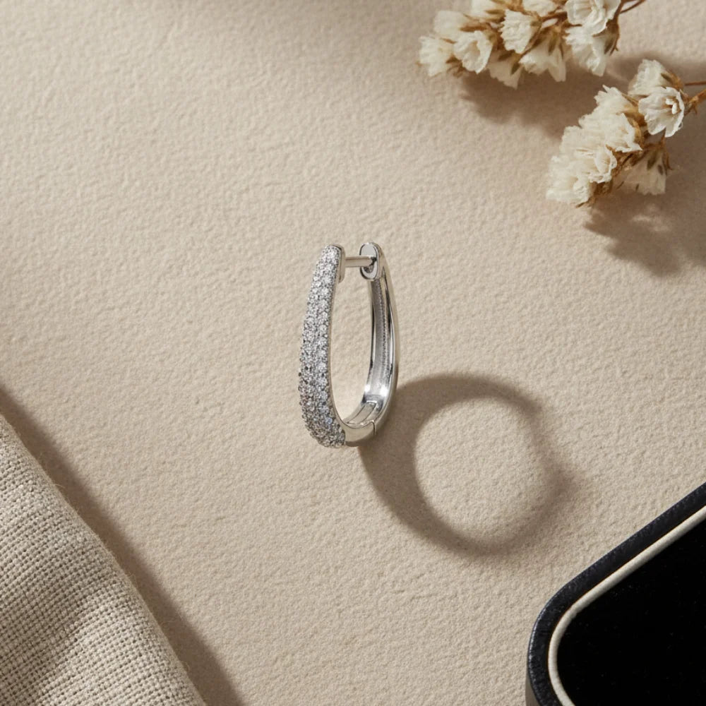 Kolczyki koła srebrne – łezki z cyrkoniami