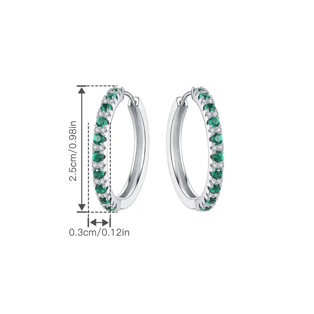 Kolczyki koła srebrne – zielono-biały gradient z cyrkoniami