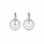 Kolczyki koła srebrne – podwójne koła z księżycem i gwiazdą