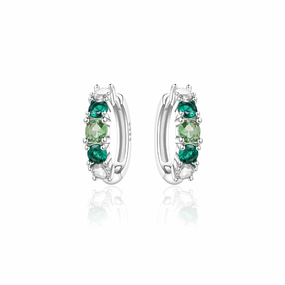 Kolczyki srebrne – zielony gradient z cyrkoniami