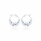 Kolczyki koła srebrne – gwiazdy i błękitne kamienie