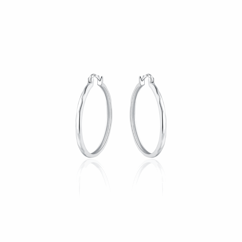 Kolczyki koła srebrne – falowane koła