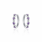 Kolczyki koła srebrne – koła z fioletowymi cyrkoniami