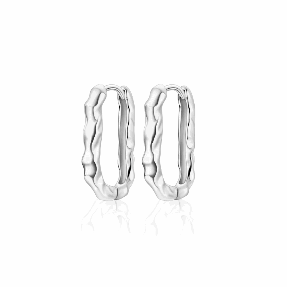 Kolczyki koła srebrne – nieregularne koła o fakturze bambusa