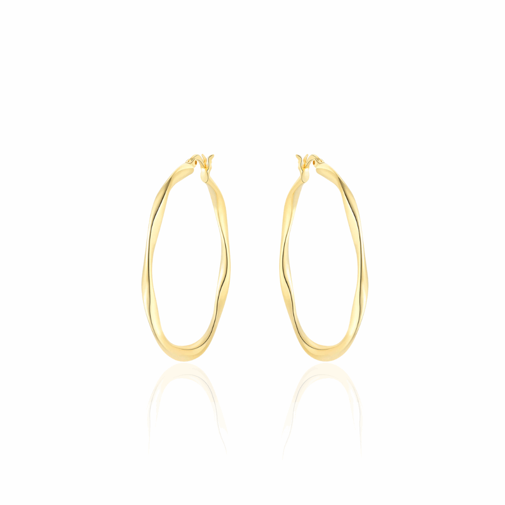 Kolczyki koła pozłacane – skręcone owalne koła ze srebra