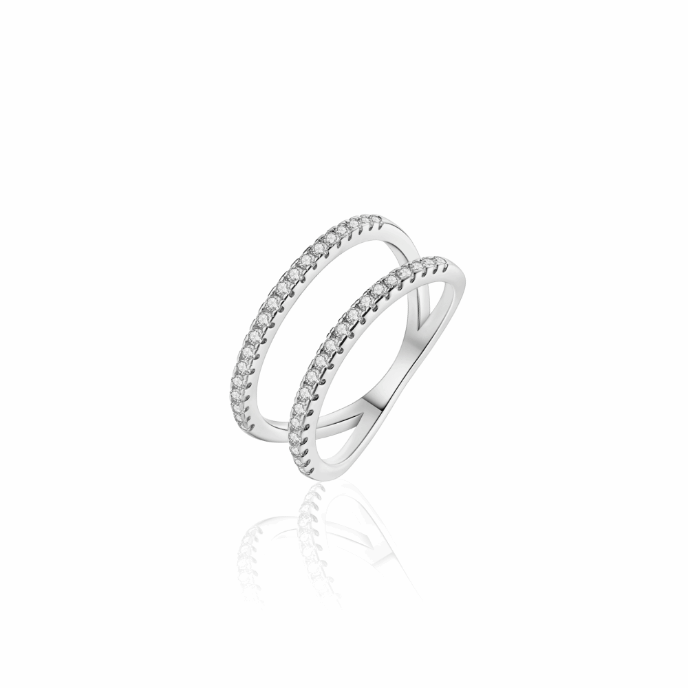 Pierścionek z cyrkoniami — srebro 925