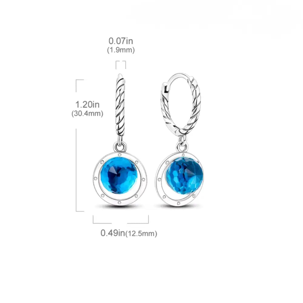 Kolczyki srebrne – pleciony uchwyt i niebieski kamień