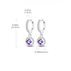 Kolczyki srebrne – wiszący ametyst z cyrkoniami