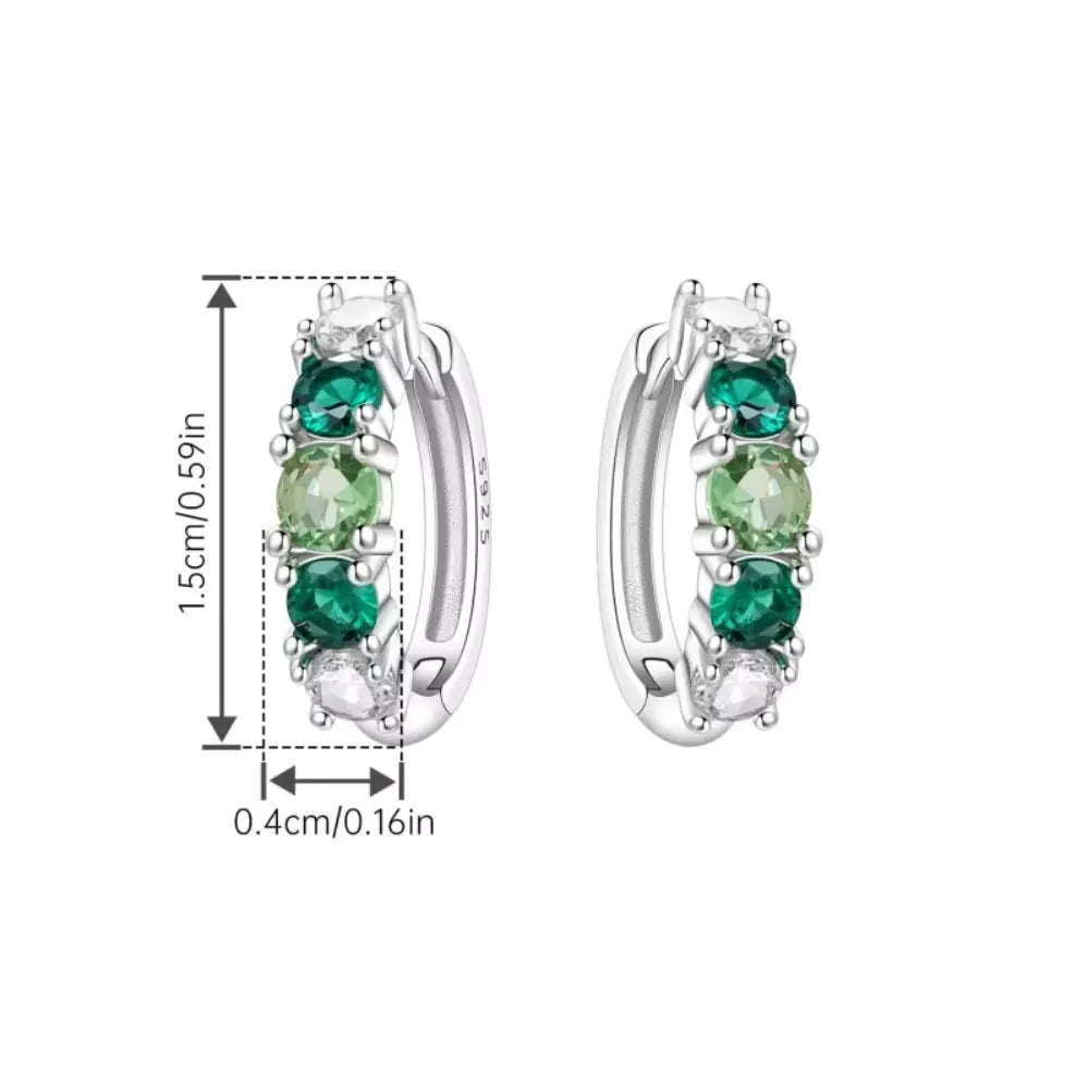 Kolczyki srebrne – zielony gradient z cyrkoniami