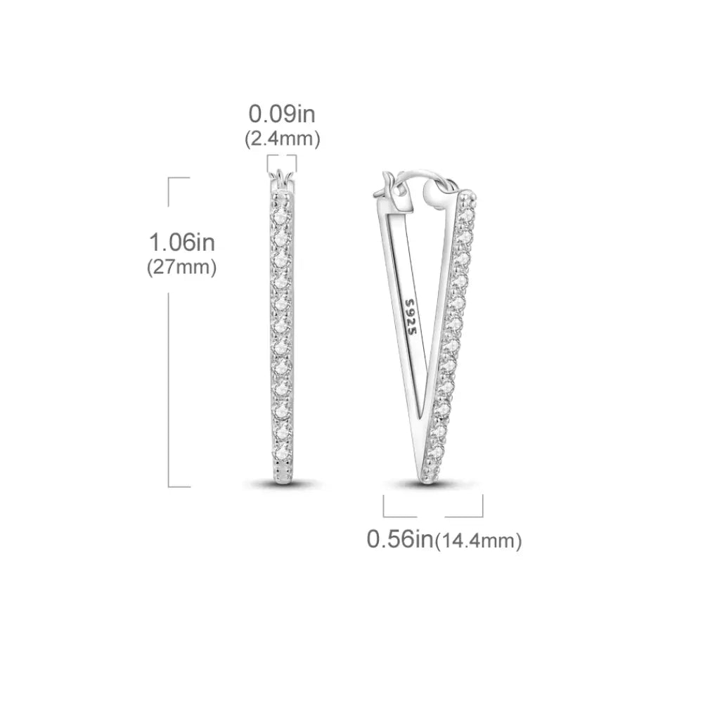 Kolczyki srebrne – V-shape z cyrkoniami