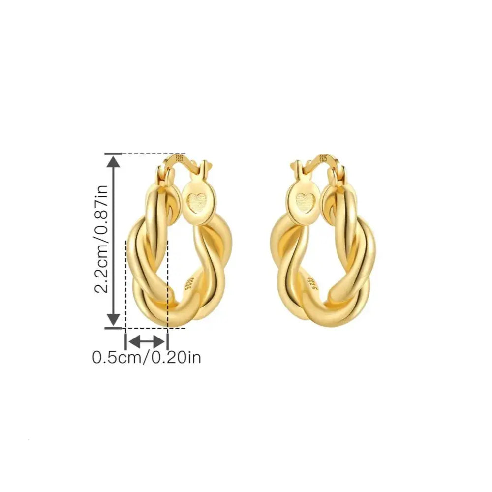 Kolczyki koła pozłacane – splecione koła z serduszkiem