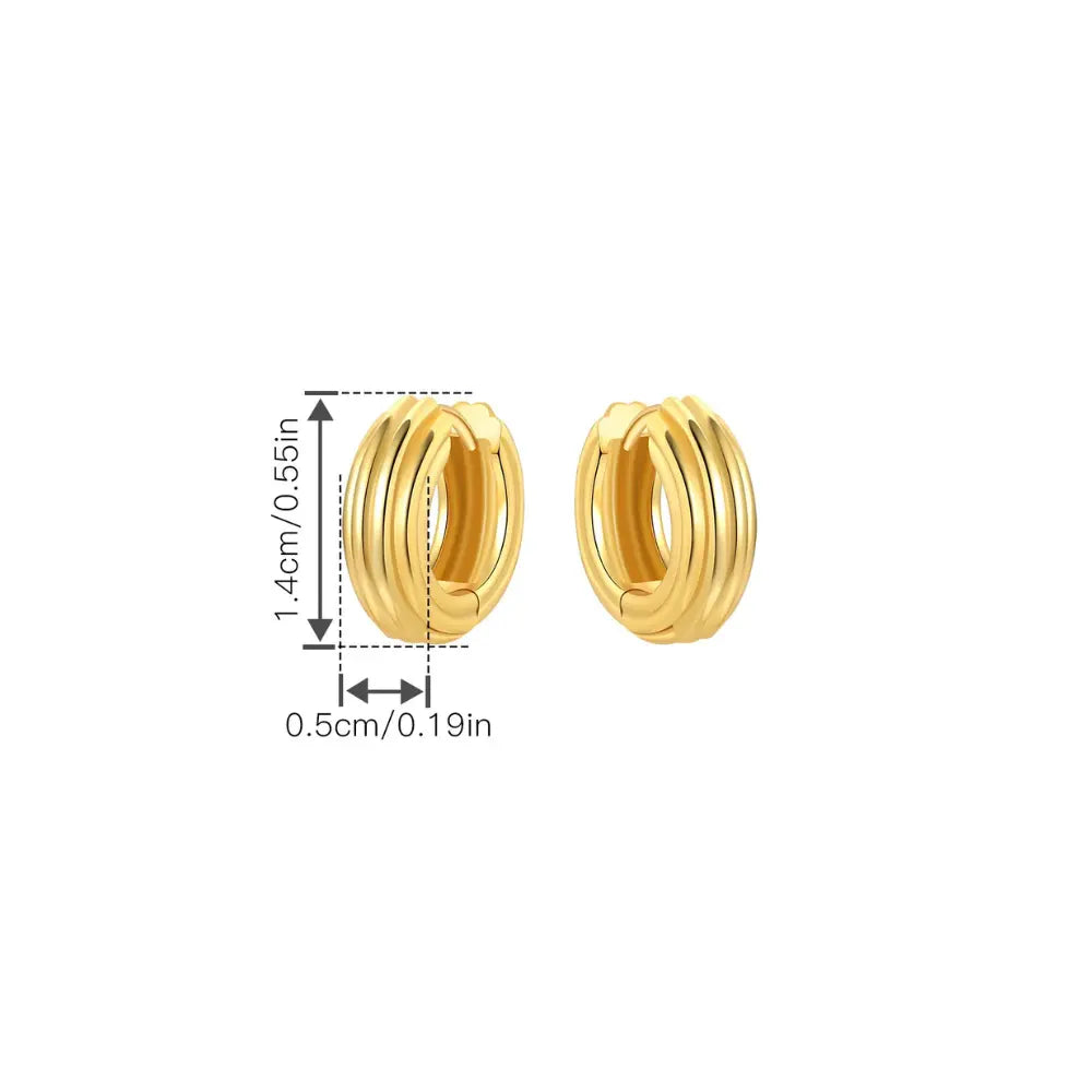 Kolczyki koła pozłacane – potrójne obłe koła