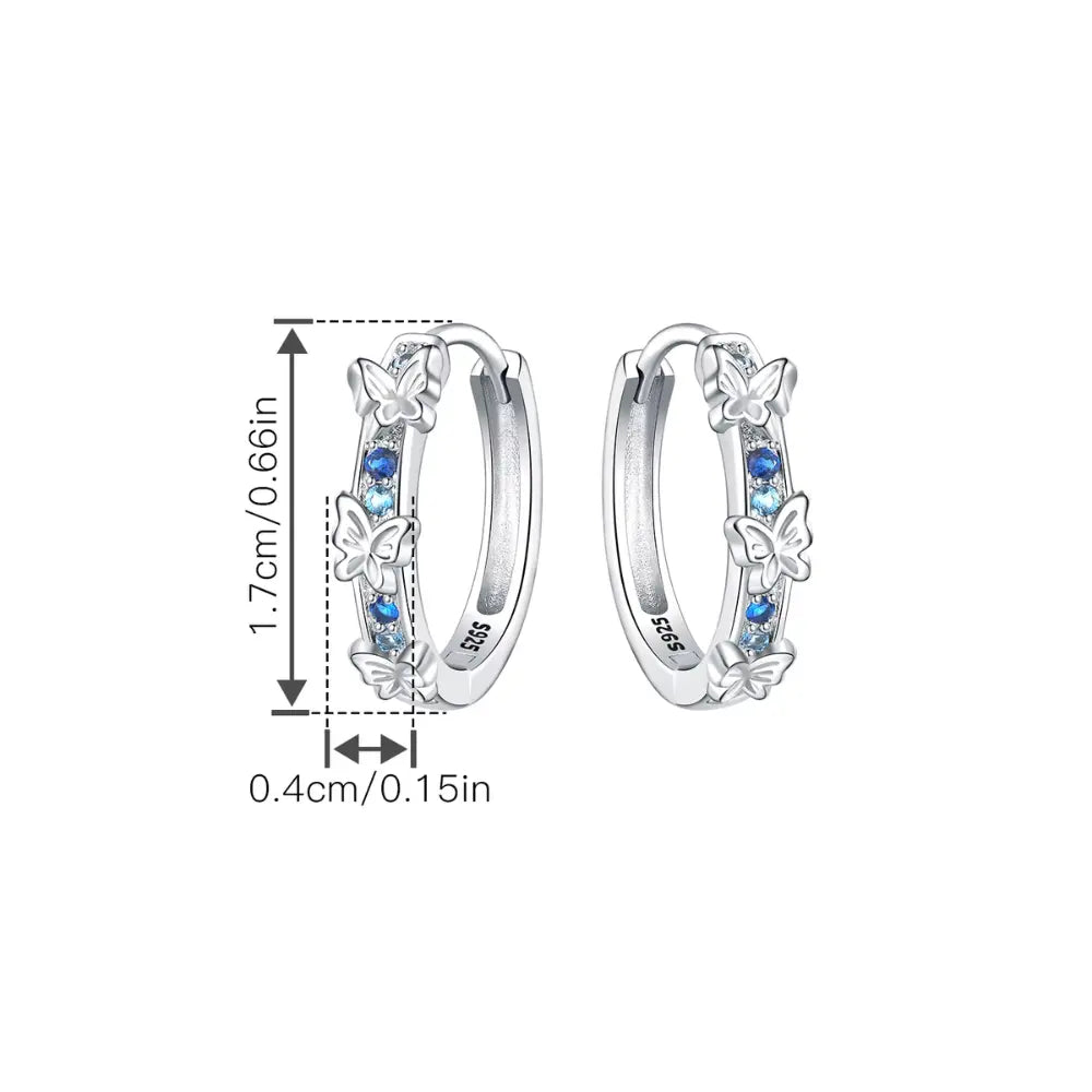 Kolczyki koła srebrne – motyw z motylkami