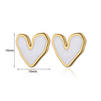 Kolczyki sztyfty serca — asymetryczne, biało-złote