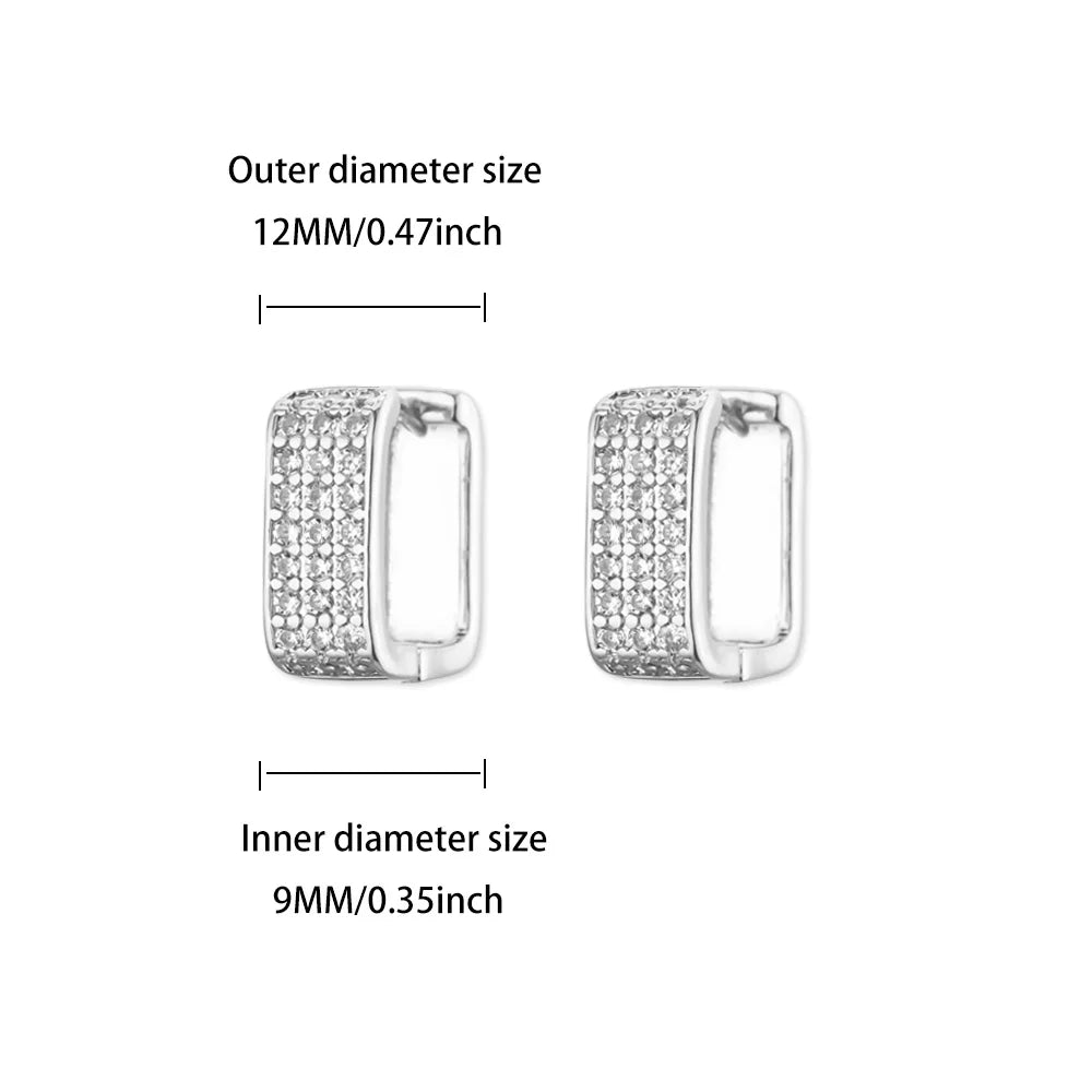 Srebrne kolczyki huggie z kwadratowym frontem