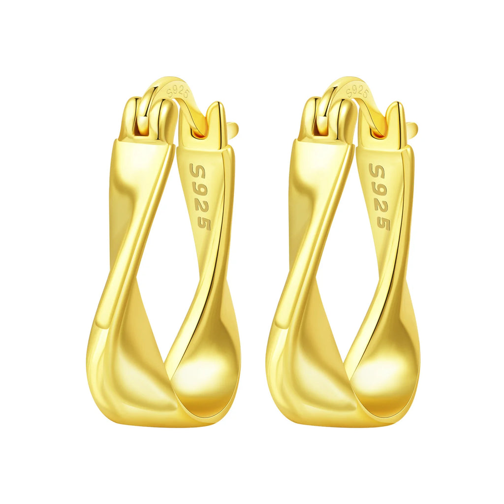 Kolczyki koła pozłacane – skręcone koła ze srebra 925 – złoty twist