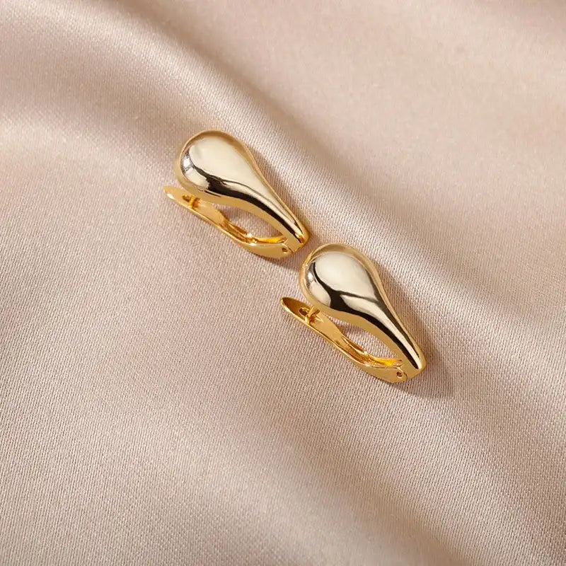 Kolczyki Krople złote Minimalistyczne ze stali nierdzewnej