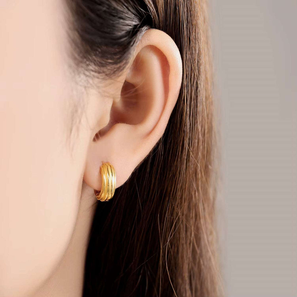 Kolczyki koła pozłacane – potrójne obłe koła